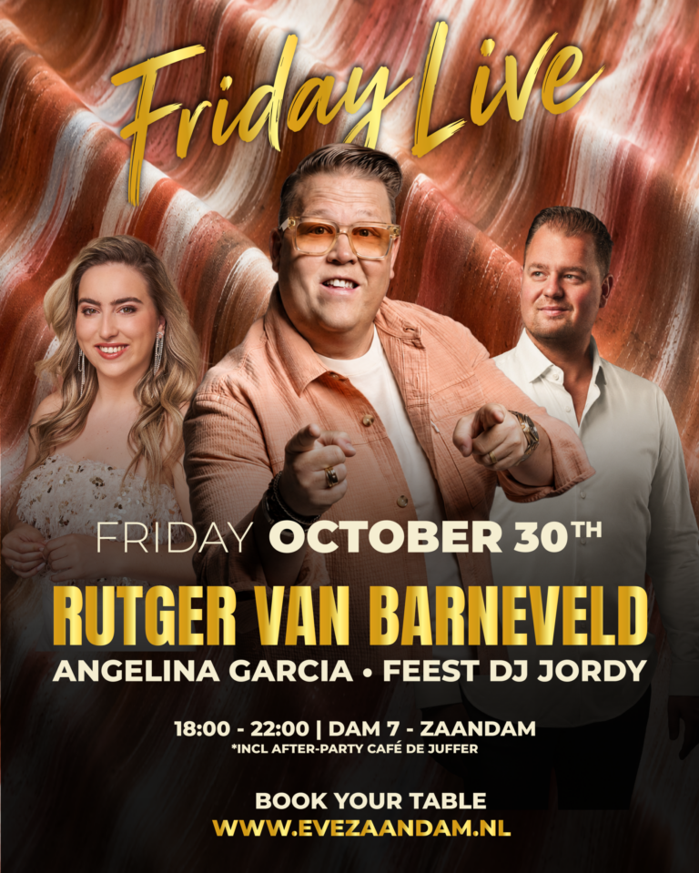 Dinnershow Friday Live! met Rutger van Barneveld, Angelina Garcia en Feest DJ Jordy — muziek in Zaanstad